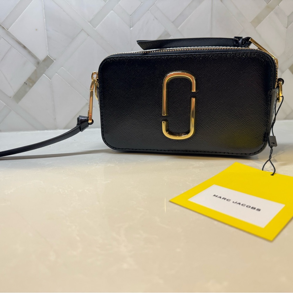 NEW & RARE! Marc Jacobs “Snapshot” Black Crossbody Bag with Gold Accents